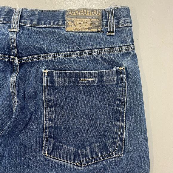 VTG Y2K Evolution Wide Leg Baggy Skater Hip Hop Blue Jeans SZ 38x32 - Picture 3 of 6